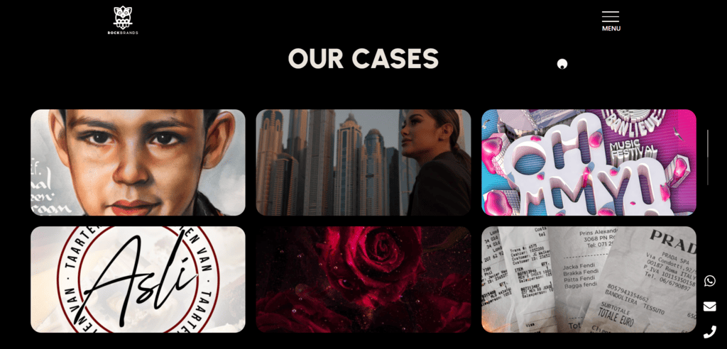 Rockbrands website our cases screenshot